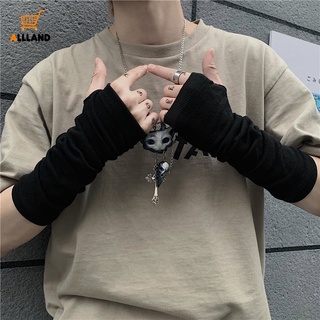 INS Retro Primavera Verão Luvas Sem Dedos Ninja De Malha Escura/Anime Cosplay Stripe Stretch Longas Meio Dedo Unissex