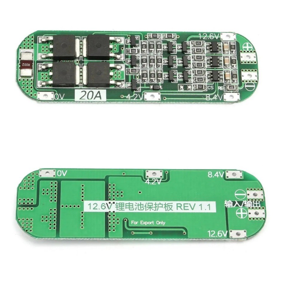 Placa Proteção Carregador Pcb 3s 20a Bms Com Balanceamento Bateria li-ion lipo 18650