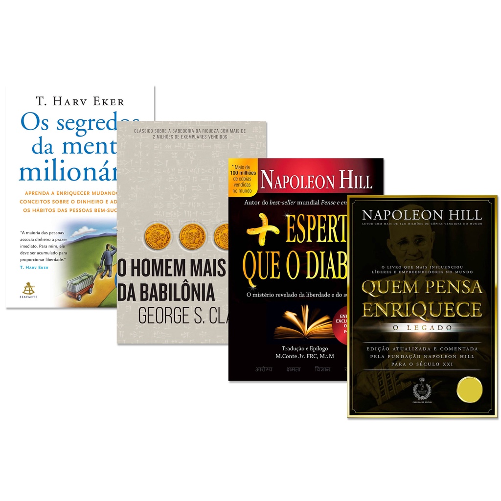 Kit Segredos Da Mente Milionaria+ Homem mais Rico da Babilonia+ Mais Esperto que o Diabo+ Quem Pensa
