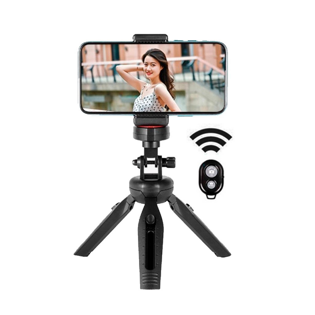 Tripé 28cm mesa mao celular vertical horizontal + adaptador + controle bluetooth