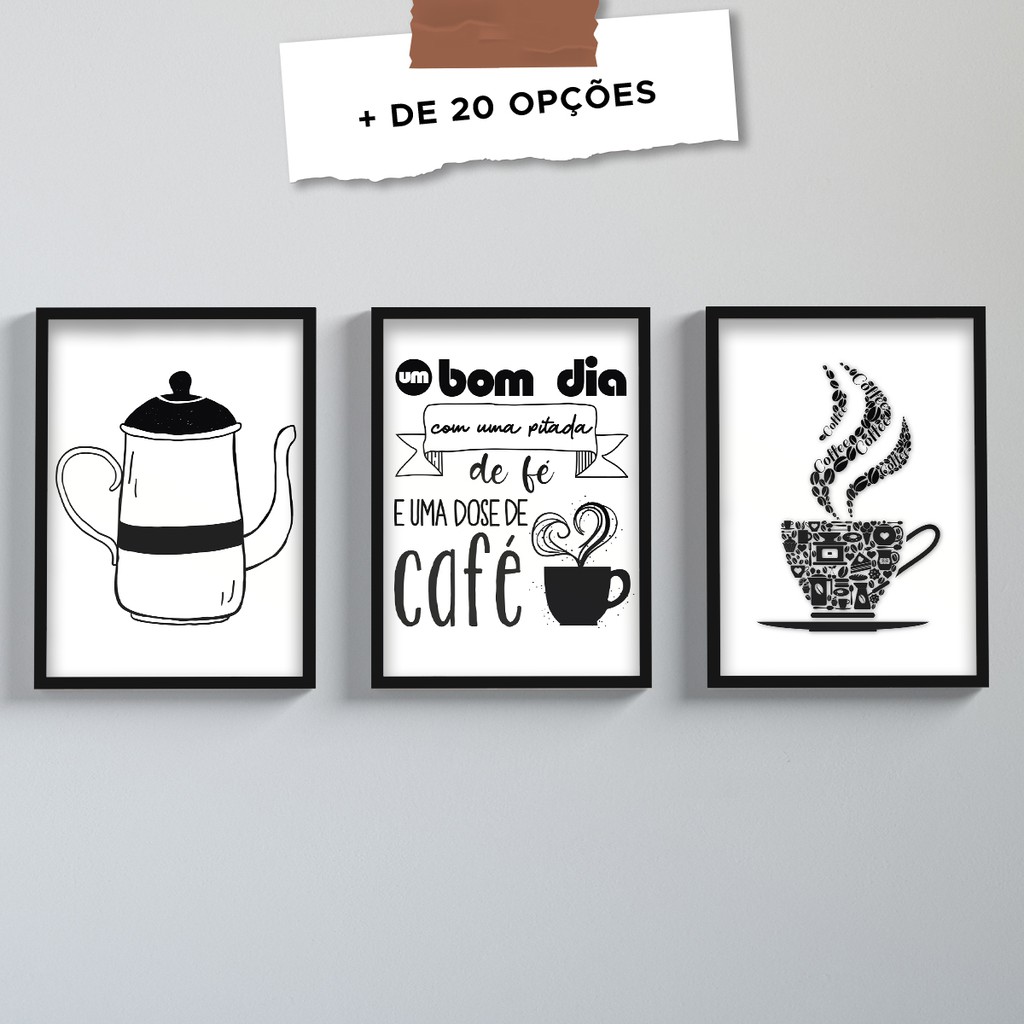 Quadros Decorativos Cozinha Moldura Vidro Frases Café | Shopee Brasil