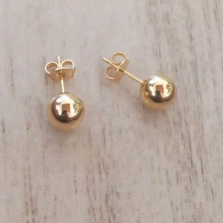 Brinco de bolinha lisa dourada/bijuteria fina folheada a ouro/acessórios de moda