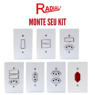 Tomada Interruptor Radial 4x2 10A/20A Tomada Simples 10a, Tomada 20a, Tomada Com Apagador Linha GELO