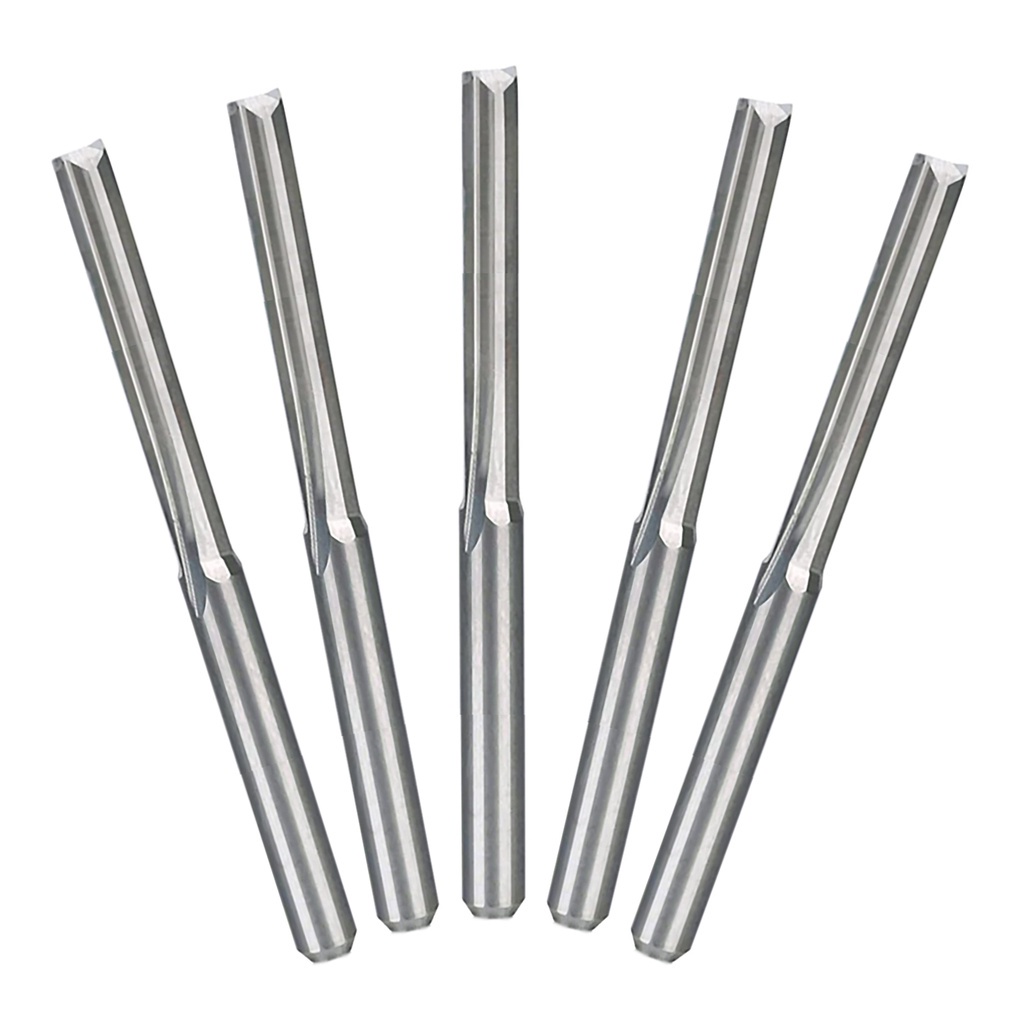 5 Fresas paralelas 3mm 1/8 22mm MDF ACM Acrílico Alumínio