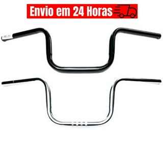 Guidão de Moto Aço Cromado Preto Alto Titan CG150 Bike Bicicleta em Oferta na Shopee
