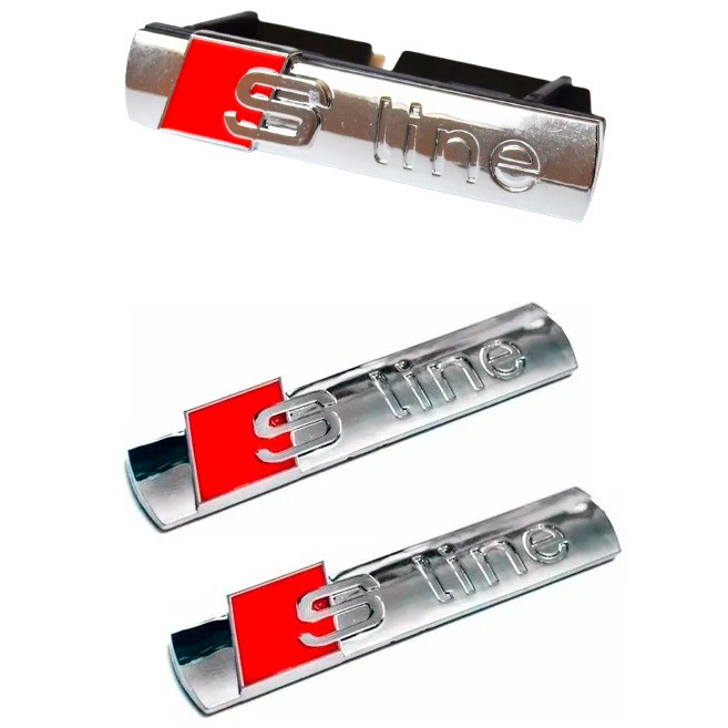 Kit Emblemas Audi S-line Grade/ Porta-malas A1 A3 A4 A5 A6 A7 A8 Q3 Q5 Q7 Q8 TT R8 RS4 RS5 RS6 RS7 RS8 Cromado