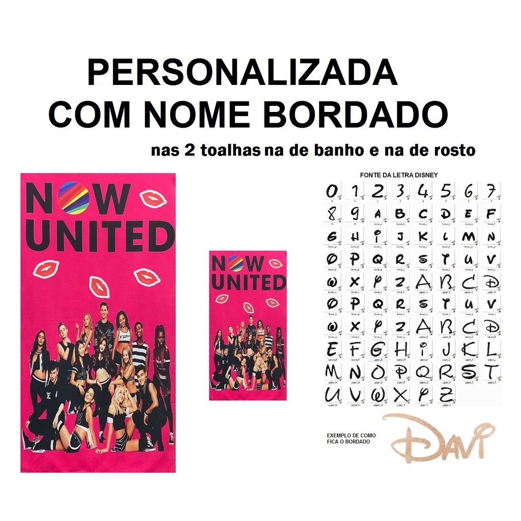 PERSONALIZADA NOME BORDADO kit Toalha de Banho Infantil Now United R + Toalha de Rosto