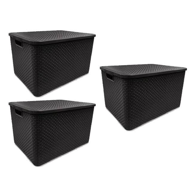 Kit Caixa Organizadora Rattan Com Tampa Preta Litros Shopee Brasil