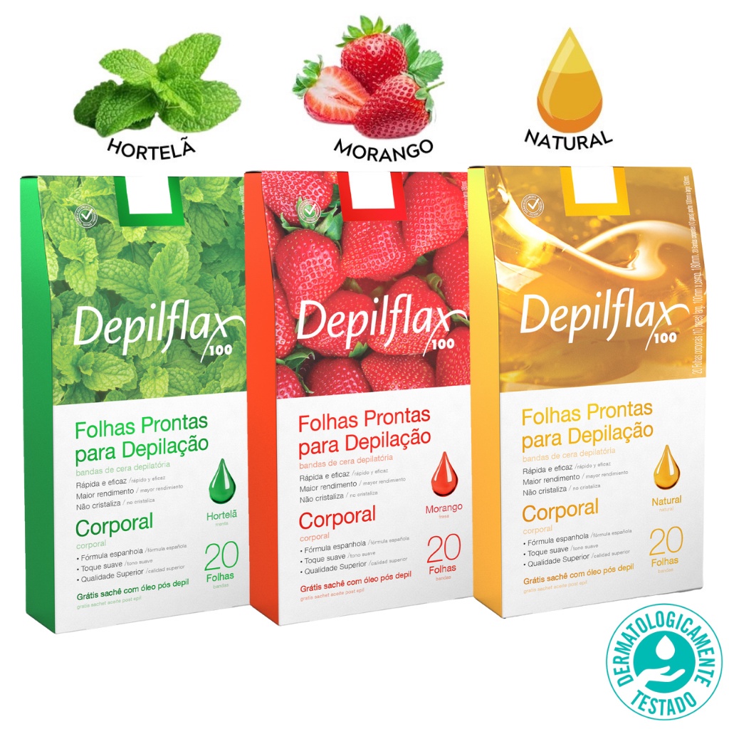 20 Folhas Prontas De Cera Depilatória Corporal Depilflax