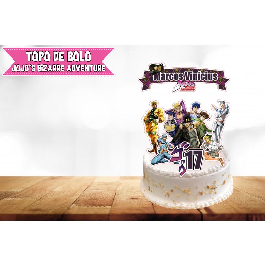 Topo de Bolo - Jojo´s Bizarre Adventure - Decoração para Bolo - Topper Personalizado em Oferta na Shopee