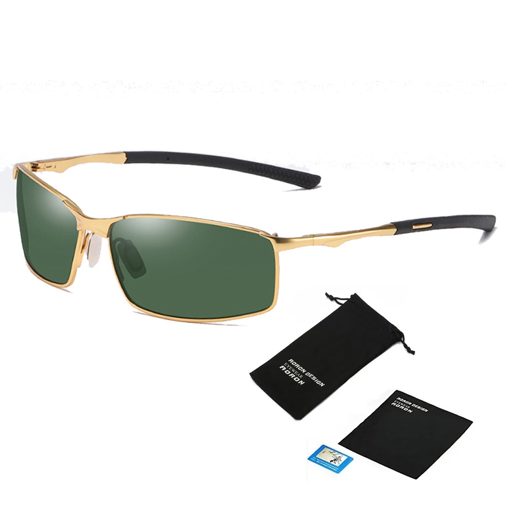 Óculos de Sol Casual Esportivo Polarizado UV400 Armação Metal AORON Dourado Preto Azul em Oferta na Shopee