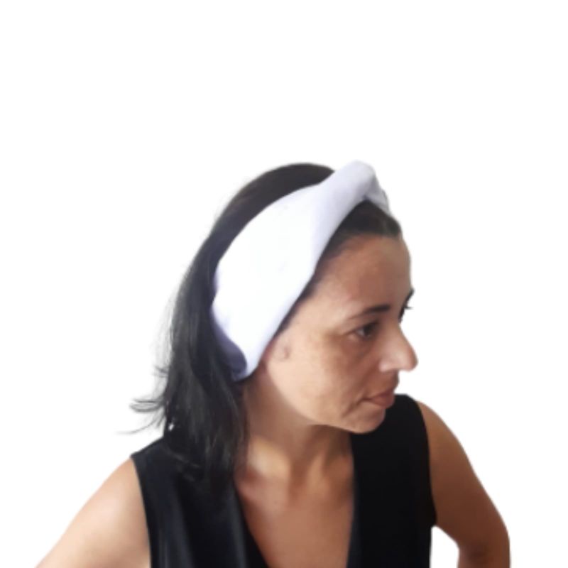 Pano de Cabeça Branco Touca Reto Umbanda Candomblé Ojá Axé Amor Atabaque Orixás
