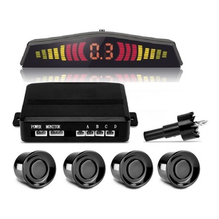 Kit Sensor De Re Estacionamento 4 Pontos Sinal Sonoro Display Lcd Carro Preto Prata Branco