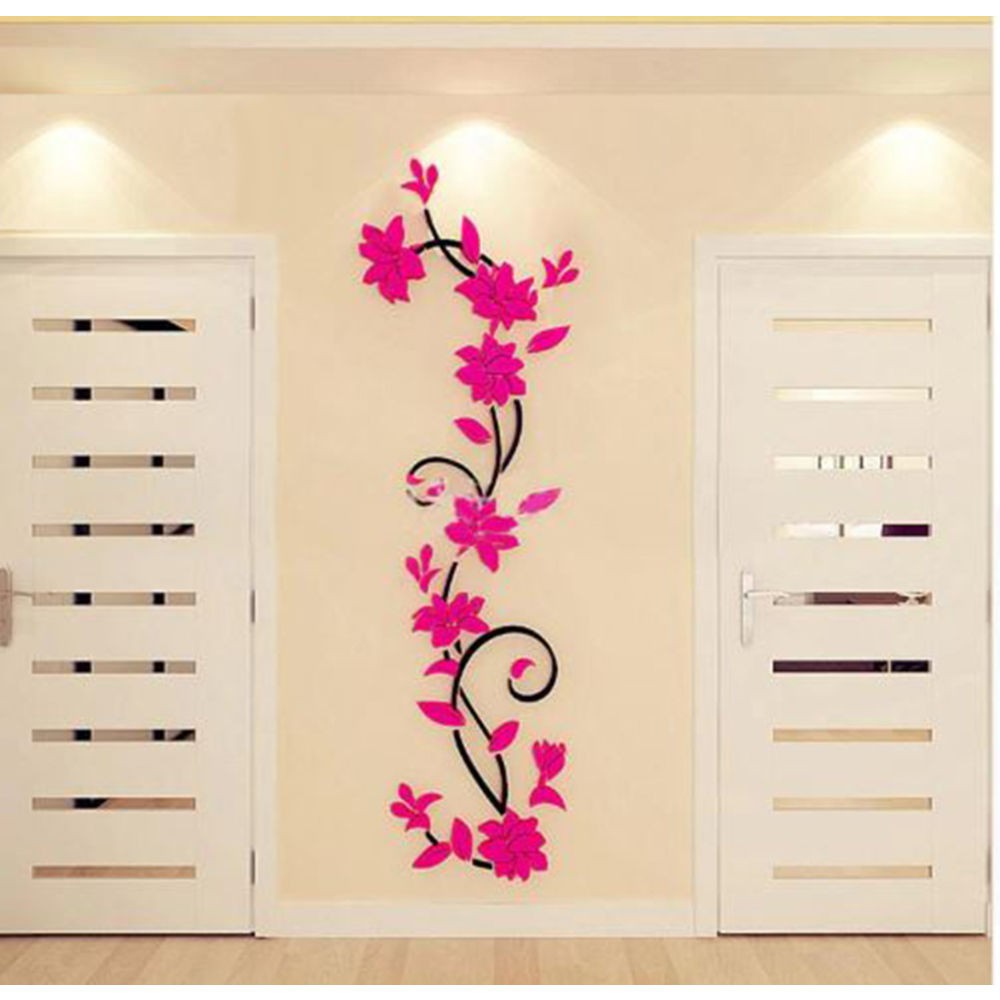 Adesivo de Parede Decalque Vinil Lavável Flor 3D Rosa em Oferta na Shopee