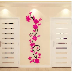 Adesivo de Parede Decalque Vinil Lavável Flor 3D Rosa