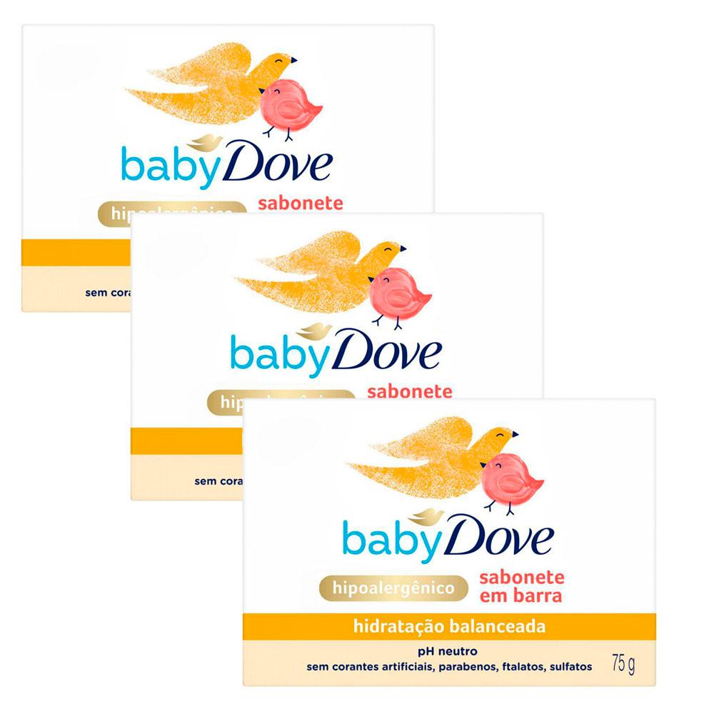 Kit 3 Sabonete na Barra Baby Dove Hidratação Balanceada 75g