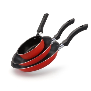 Kit frigideiras francesas 18 e 24 e frigideira Ovo 12 Antiaderente - Vermelho