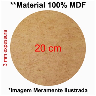 Placa Redonda 20 cm MDF 3MM Cru