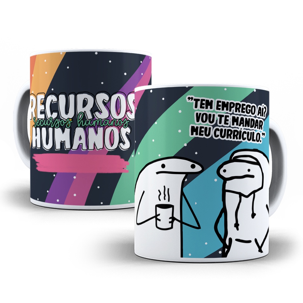 Caneca de porcelana Recursos Humanos flork profissão curso meme flork divertido + nome