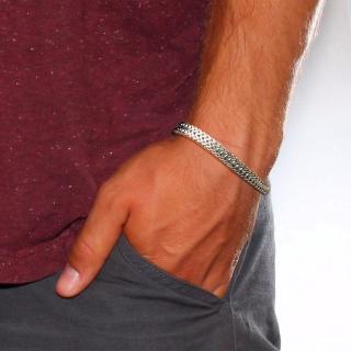 Vnox Elegante Bali Foxtail Cadeia Pulseira De Aço Inoxidável Para Homens Pulseiras De Elo Duplo