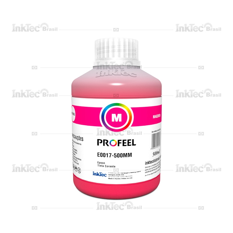 Tinta Corante InkTec Profeel E0017 500ml Magenta compatível com impressoras Epson Jato de Tinta L110 L120 L210 L220 L355 L365 L375 L395 L396 L455 L395 L496 L555 L575 L595 L596 L800 L805 L850 L3110 L3150 L5190 L2170 L1300