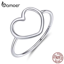 Bamoer Anel De Dedo Coração Prata 925 Feminino/Bijuteria Para Presente De Aniversário SCR641