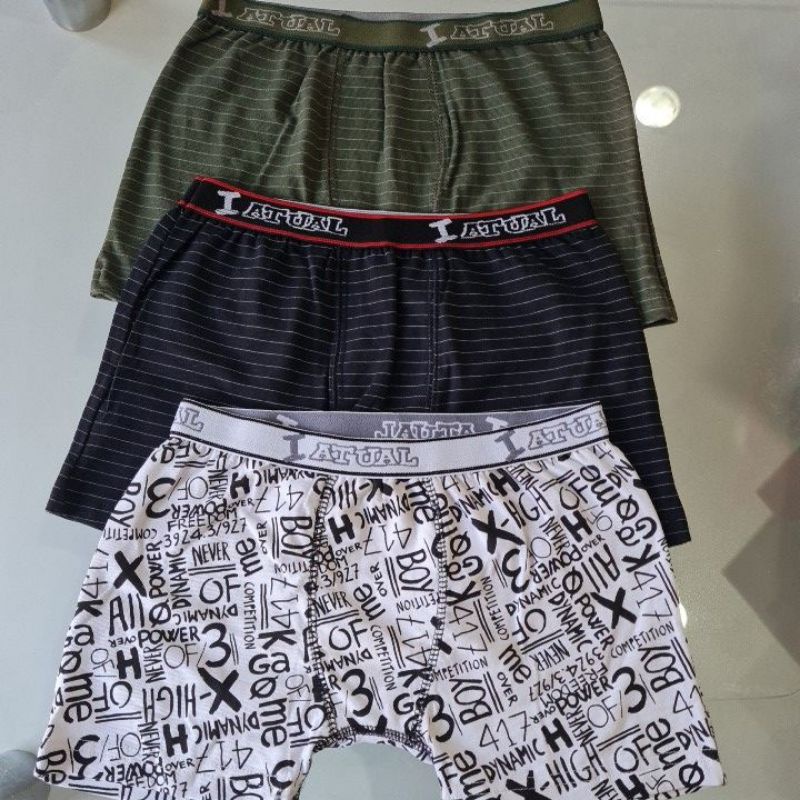 Kit c/03 Cuecas Boxer Algodão Estampadas/Lisas Infantil -Juvenil Radtke