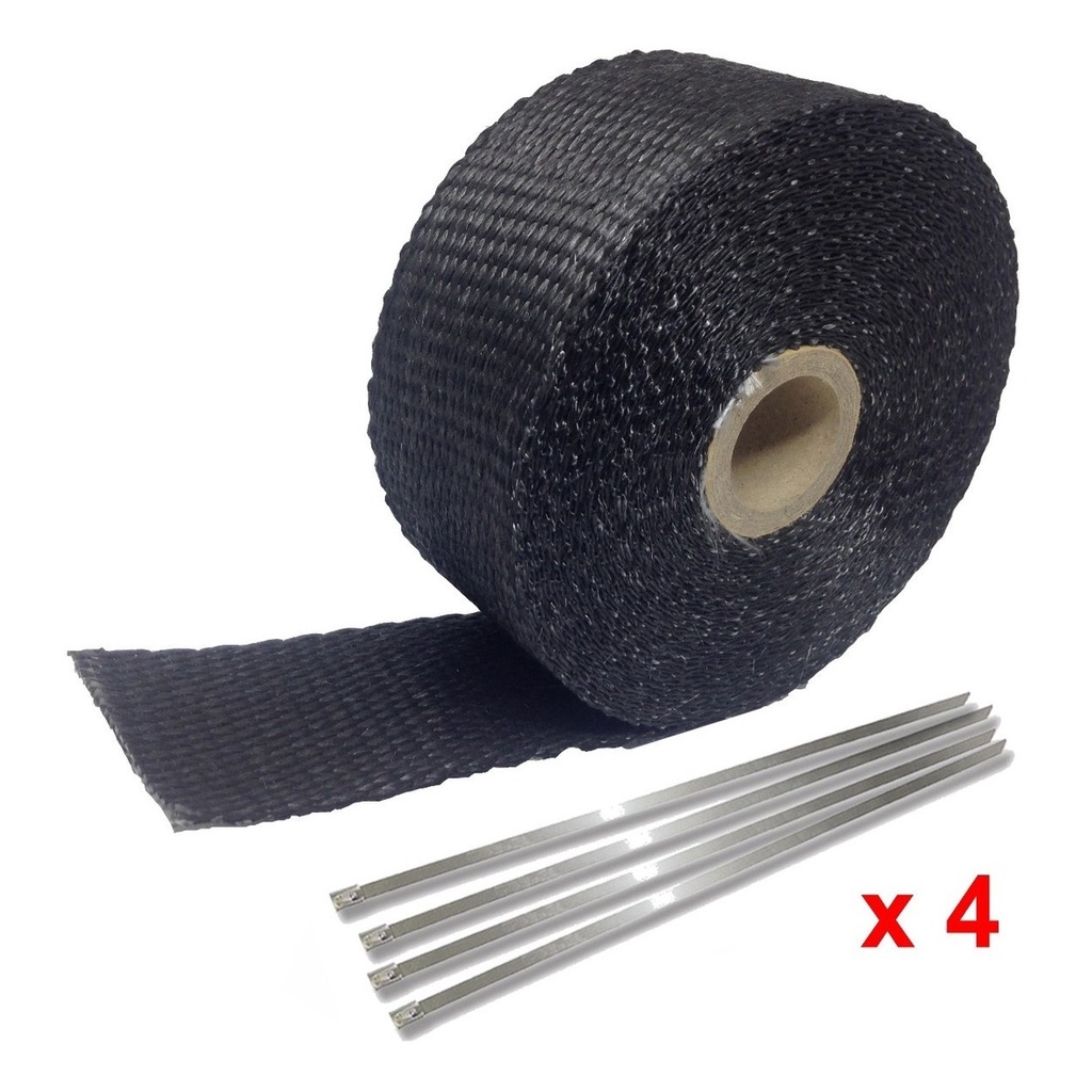 Manta Térmica Termotape Preta P/ Escapamento 05 Metros 4 Zip