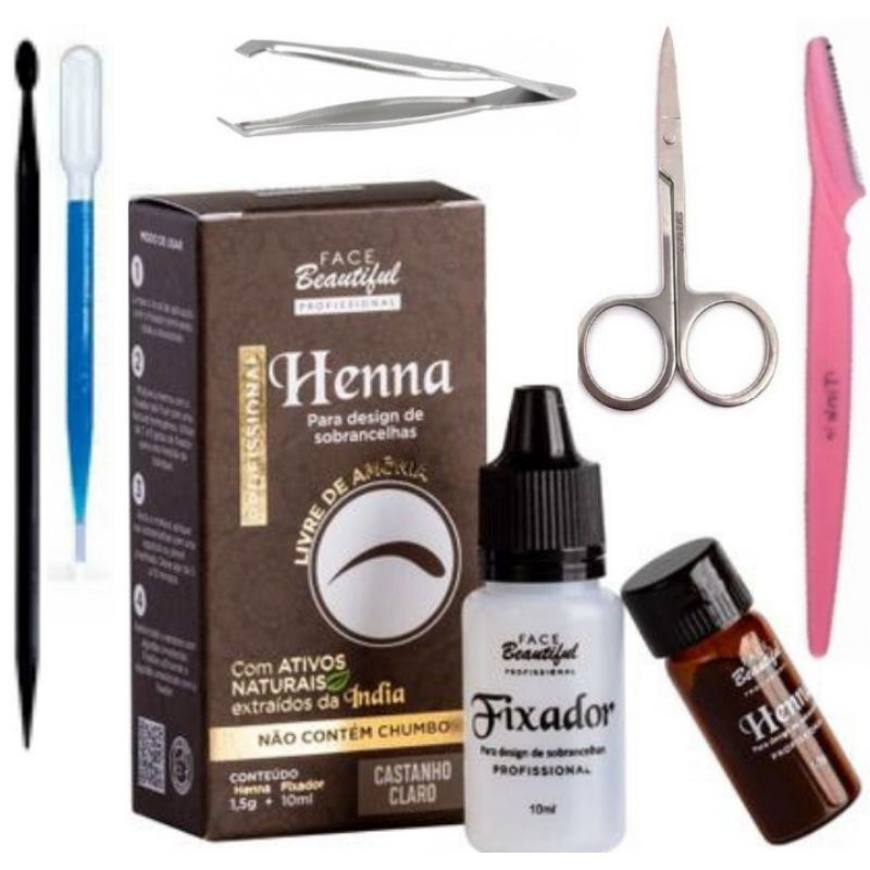 Kit Design De Sobrancelha Henna Profissional Face Beautiful N°16 ...