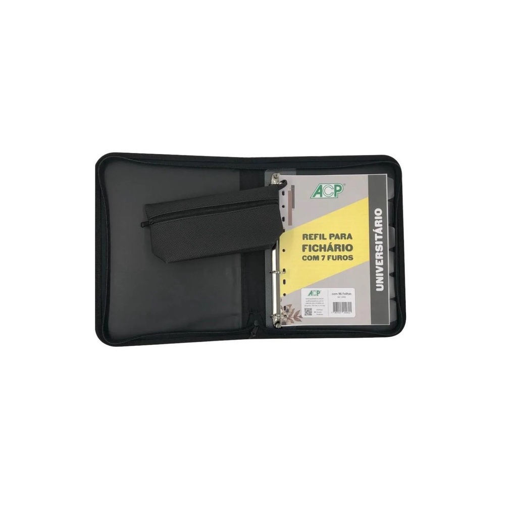 Fichário Universitário Acp 4 Argolas Trade Mark 942 Preto
