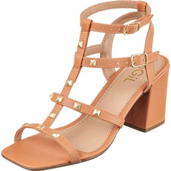 Sandália Feminina GiGiL Salto Alto Gladiadora Confortável Blogueira Metalizada Colorida Moda