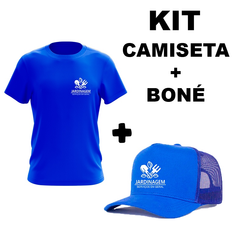 Kit Camiseta + Boné Jardineiro Jardinagem Uniforme Trabalho