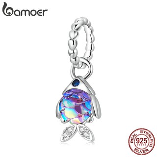 Bamoer Encantos 925 Forma De Peixe De Prata 4.5 Milímetros Abertura Pingente Acessórios De Moda Adequado Para Diy Pulseira E Colar Scc2033