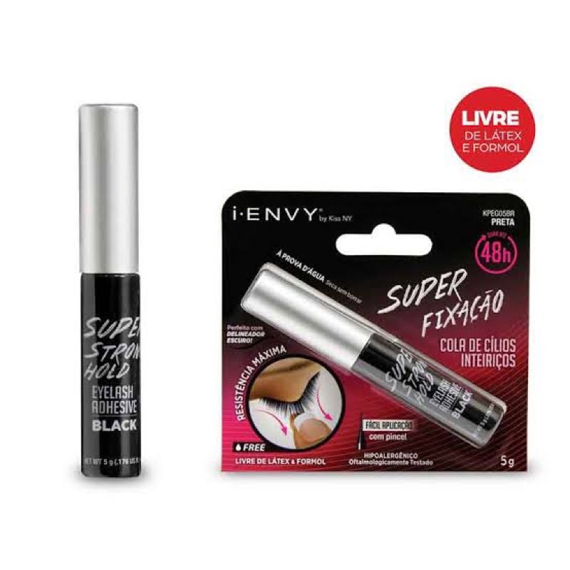 Cola 48H Cílios Preta Kiss New York em Oferta na Shopee