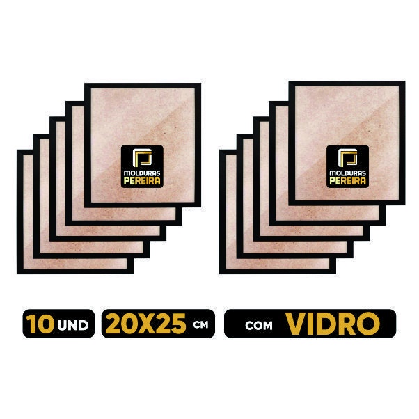 Kit 10 Quadro Moldura 20x25 cm COM VIDRO - Para foto 25x20 cm em Oferta na Shopee