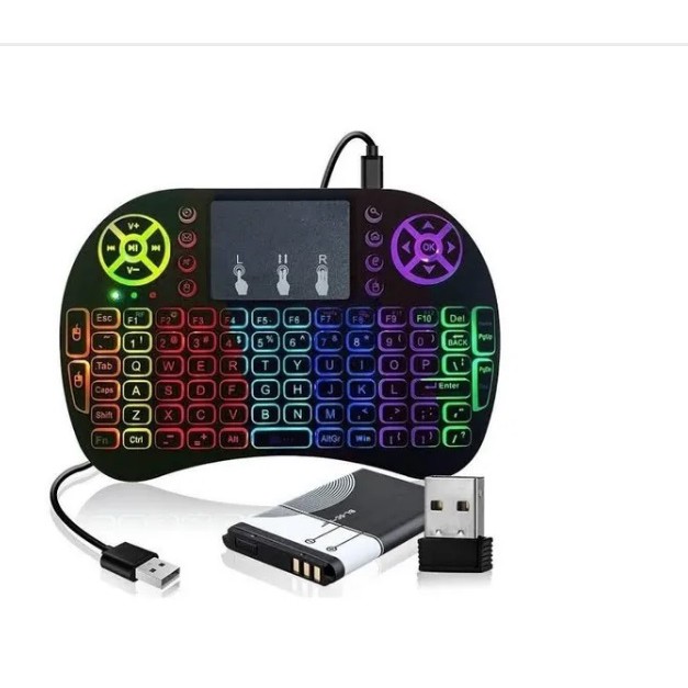 Mini Teclado Led Controle Bluetooth Para Smart E Tv Box