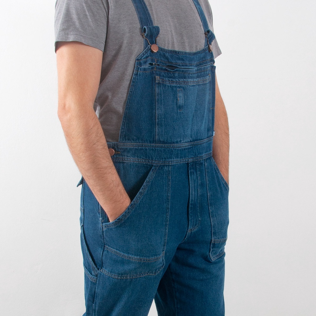 Jardineira Jeans Masculina Comfort Mecânico Caminhoneiro Social