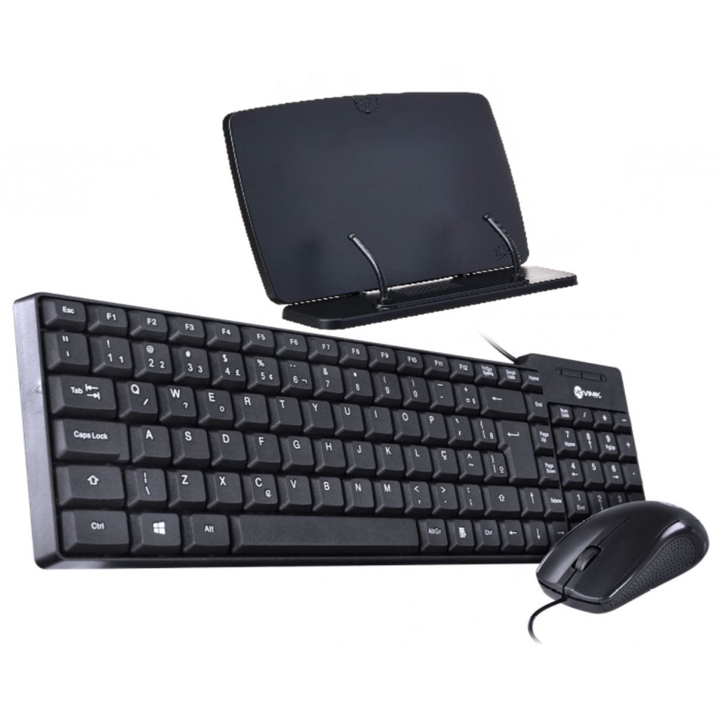 Kit Vinik c/Apoio P/Leitura e Tablet + Teclado e Mouse com Fio Usb DT150