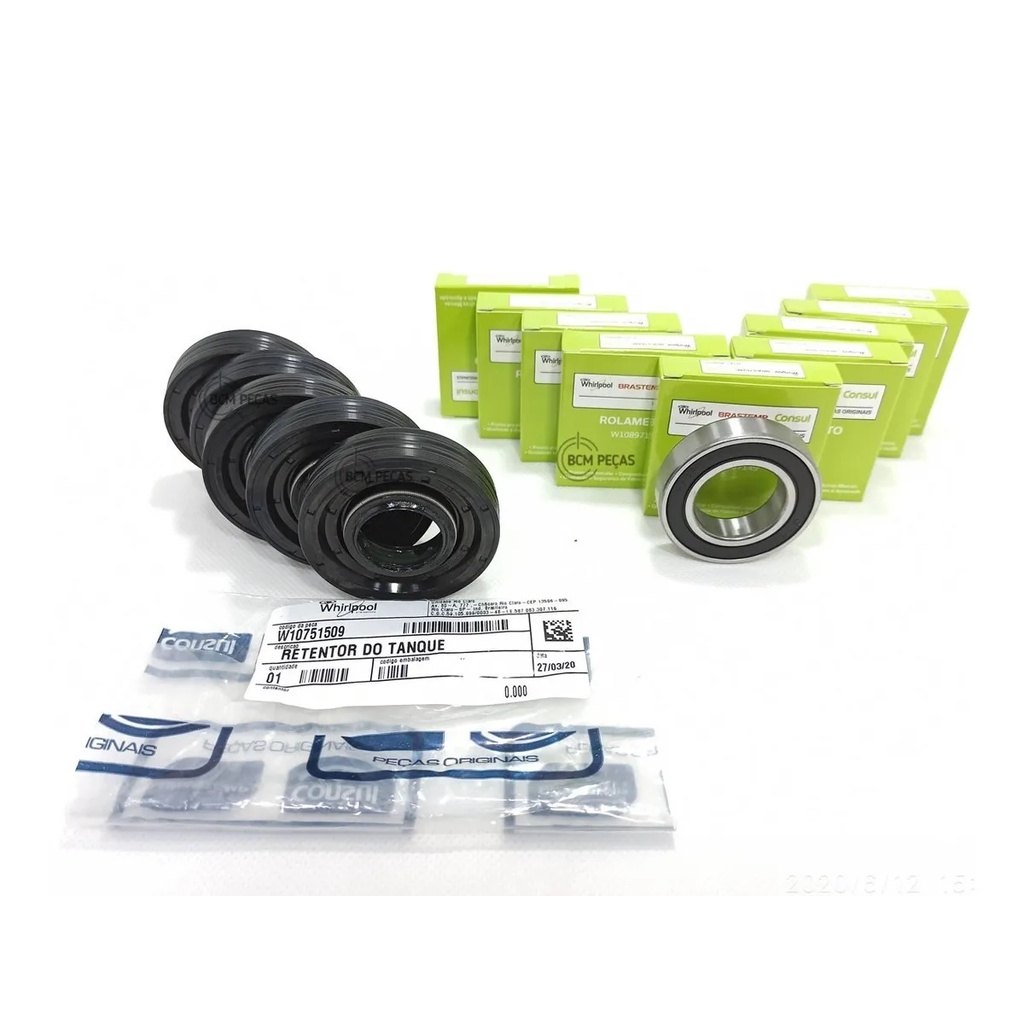 Kit 5 Retentor E 10 Rolamento Lavadora Brastemp Consul Original W10791633 K00040
