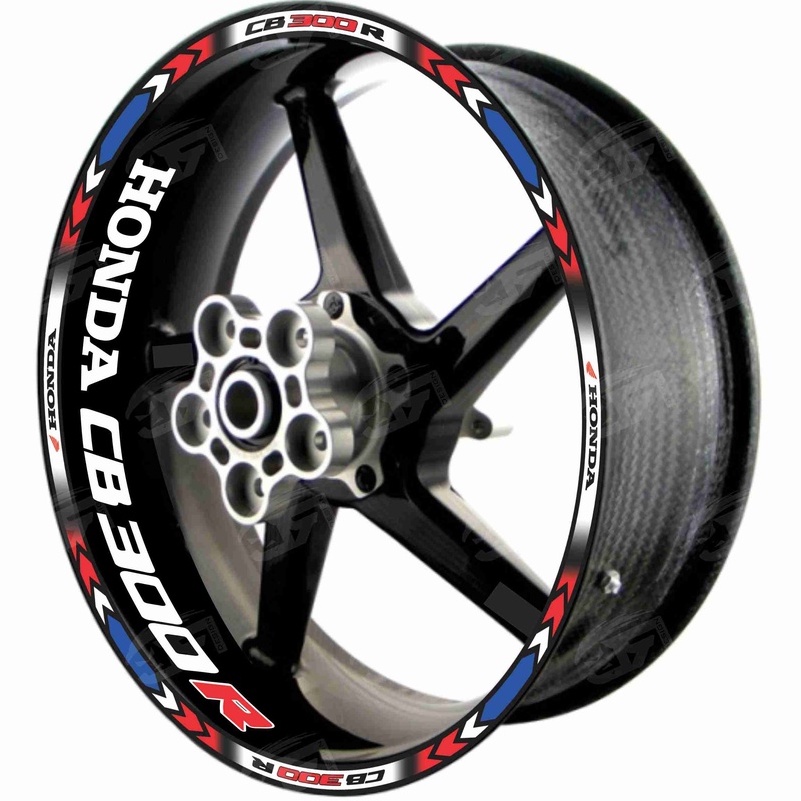 Adesivo Friso Refletivo Roda Moto Honda CB 300R CB300R CB 300 R + Adesivos Internos M01 tricolor