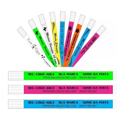 Kit 100 Pulseiras De Identificação P/ Festas E Eventos 15 anos Chá Casamento em Oferta na Shopee