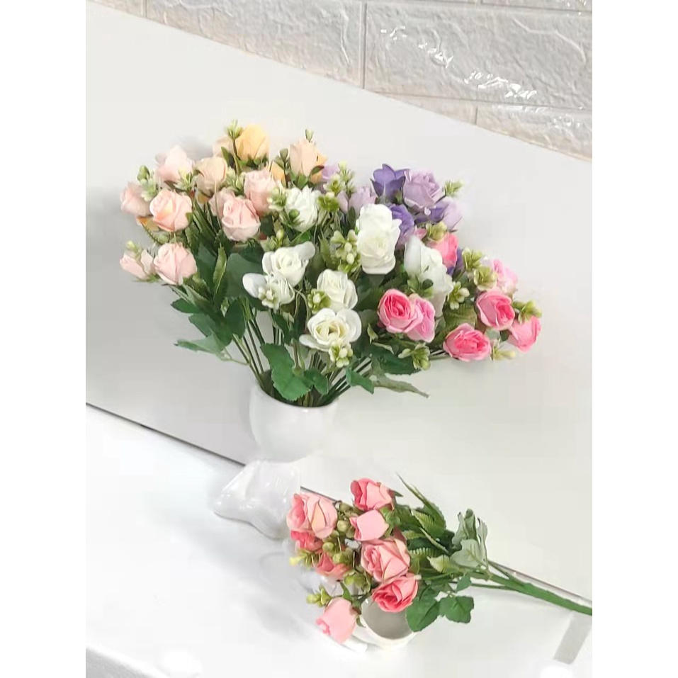 1bunch 10 Cabeças Diy Artificial Rose Flores De Seda Falso Floral Para Festa De Casamento Decoração De Casa MT1113-1