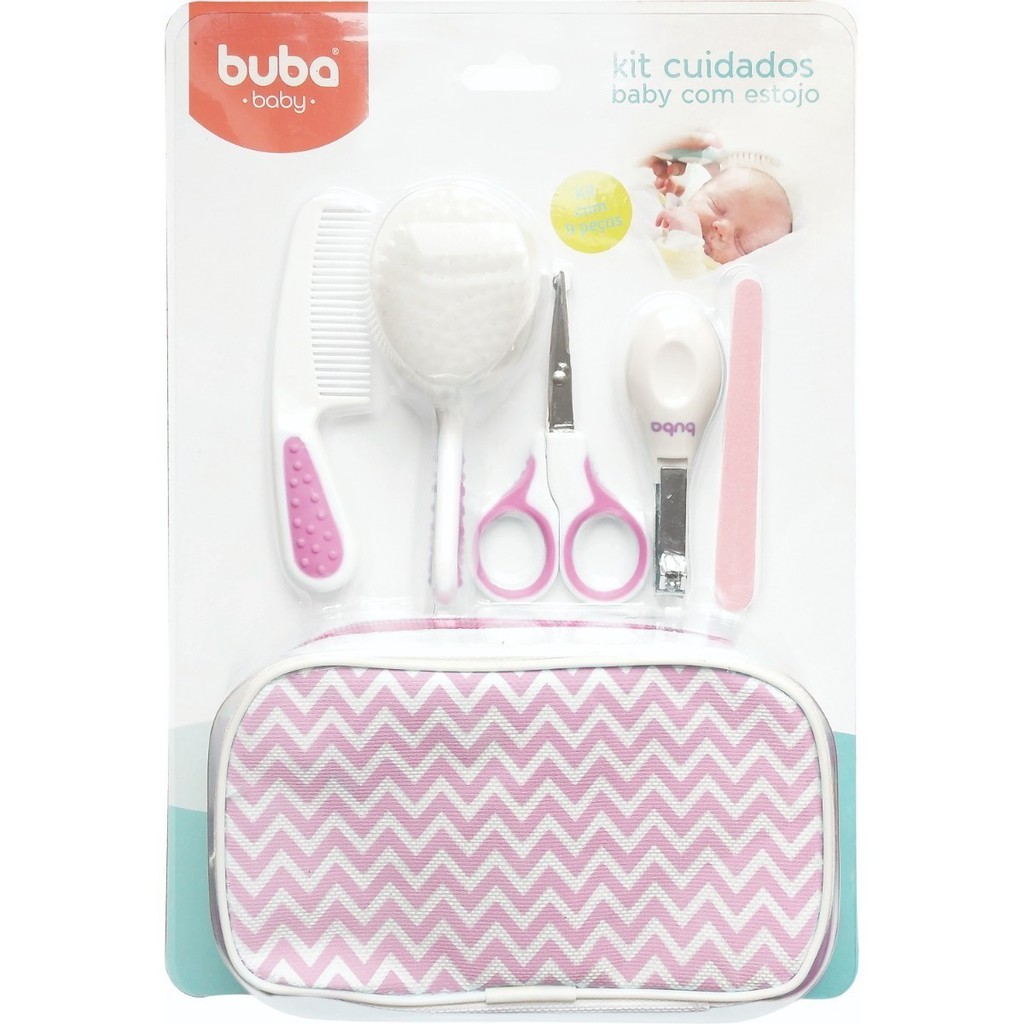 Kit Cuidados Com Estojo Rosa Contem 9 Itens Higiene Bebe