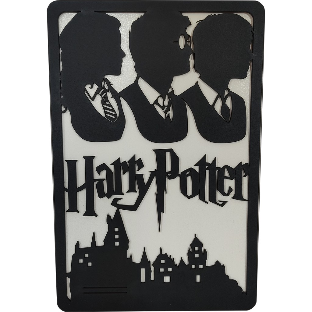 Quadro Harry Potter em Relevo MDF, Harry, Rony, Hermione, Hogwarts ...