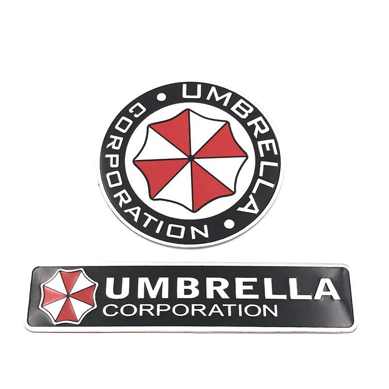 2pcs Aluminum Umbrella Corporation Stickers Emblem Badge Car Trunk
