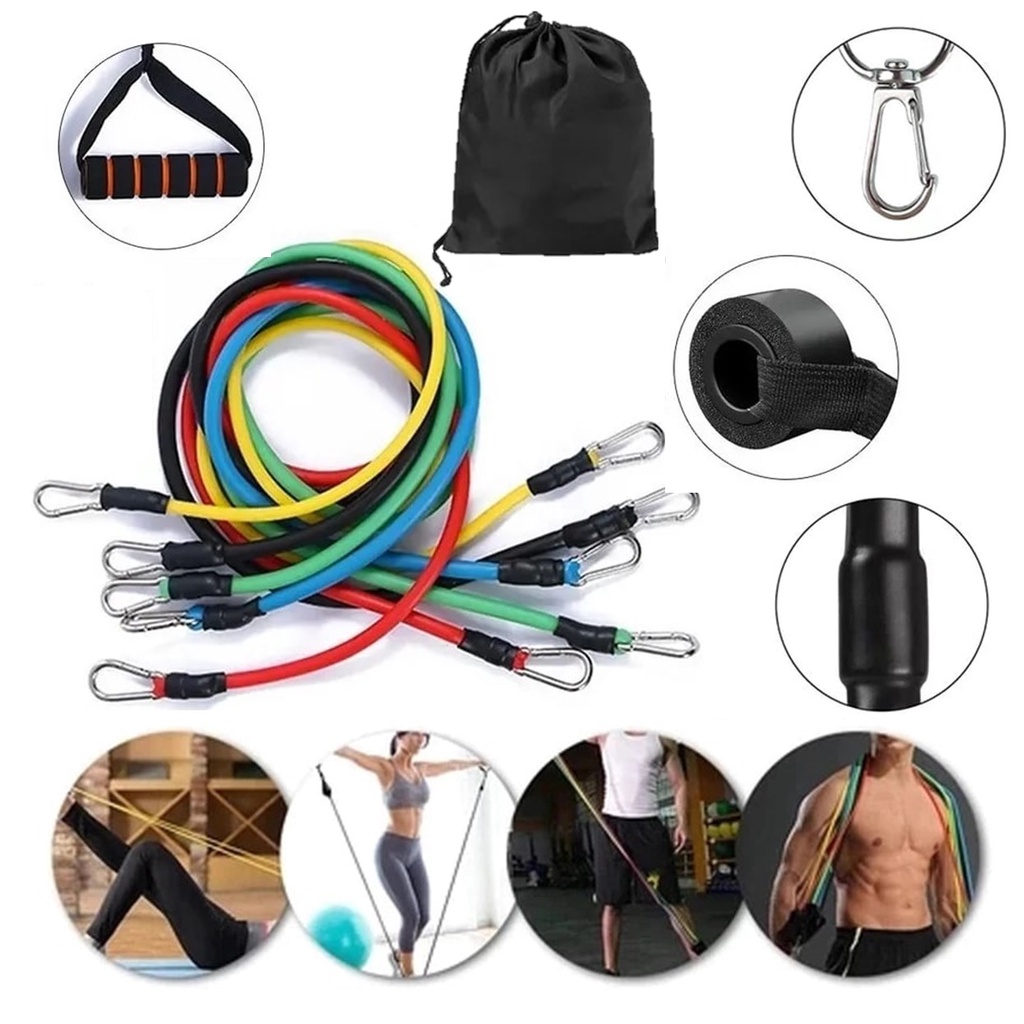 Kit Elástico Extensor Resistente Exercícios Em Casa Musculação em Oferta na Shopee