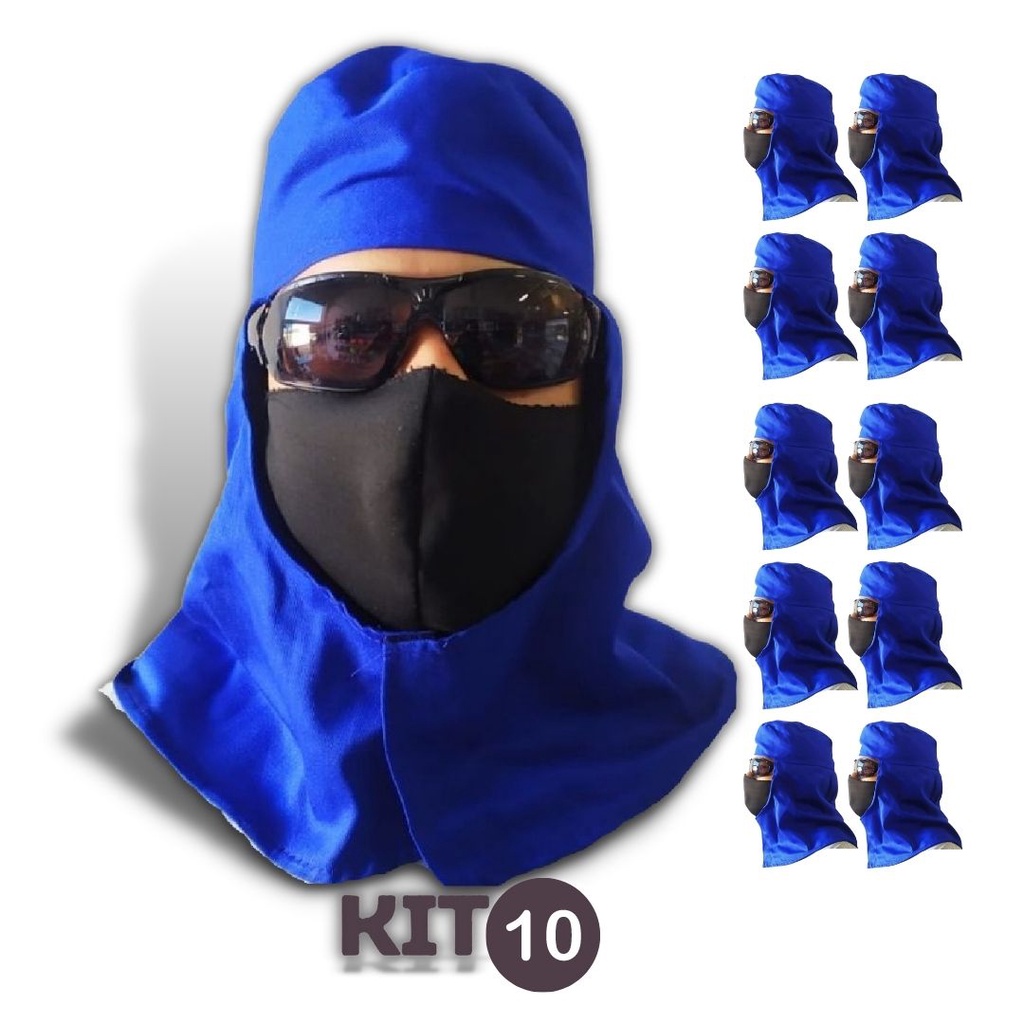 KIT10 Touca Soldador em Brim sem Aba Proteção Total do  Pescoço Saia Longa