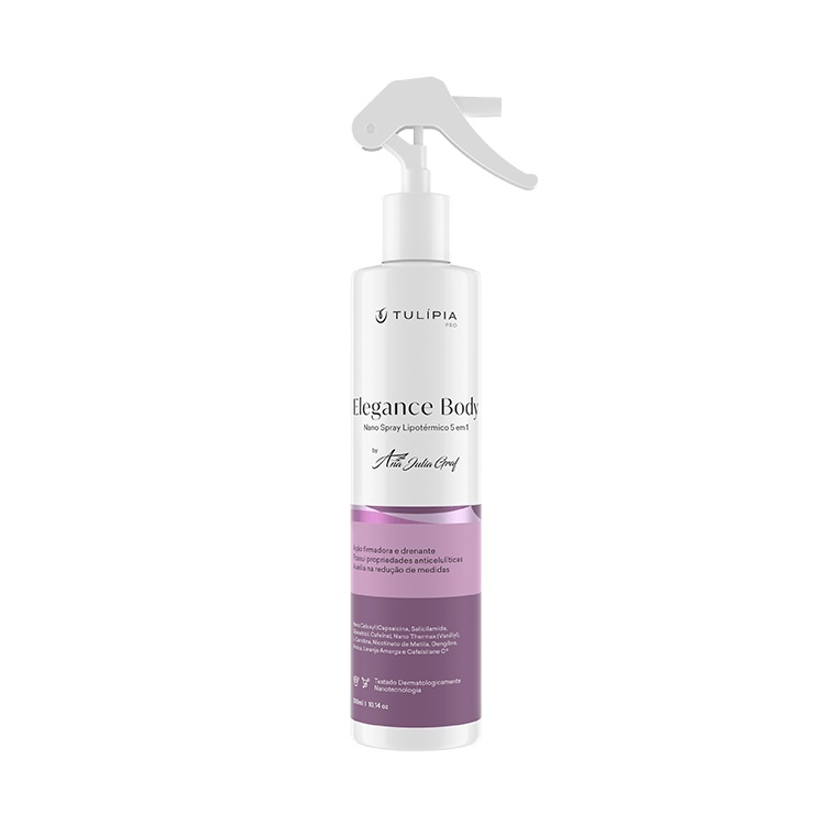 Nano Spray Lipotérmico 5 Em 1 Cafeina Drenante Queima Gordura e Reduz Celulite Elegance Body Tulipia
