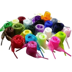 80 / 120 cm Moda Plana Fita Cadarço Cadar Ços De Organza Sapato Largo Laços Para Sapatos Casuais Da Sapatilha 2 cm
