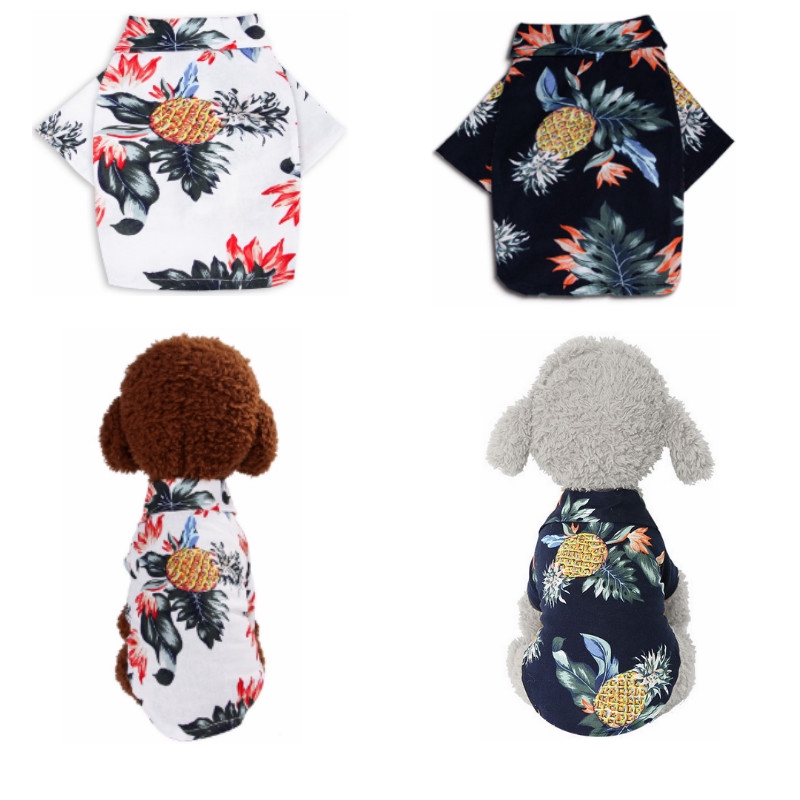 Atacado-Pet Estilo Havaiano Roupas Impressas Camisa De Algodão Para Cães Pequenos De Gato Pelúcia Respirável — imagem 2 de 2